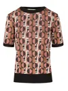 Fendi Optical Archive Print Short Sleeve Crewneck Knit Knitwear Multicolor In Multi