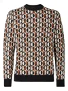 Fendi Crew Neck Sweater Geometric Design In Multi