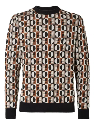 FENDI FENDI MULTICOLOUR JACQUARD WOOL JUMPER CLOTHING