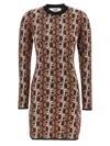 Fendi Optical Crew Neck Geometric Pattern Dress In Brown