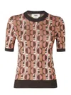 Fendi Three-dimensional Jacquard Sweater With Geometric Pattern In Multi