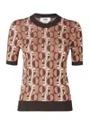 Fendi Three-dimensional Jacquard Sweater With Geometric Pattern In Multi