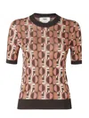 Fendi Three-dimensional Jacquard Sweater With Geometric Pattern In Nude