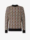 Fendi Crew Neck Sweater Geometric Design In Brown
