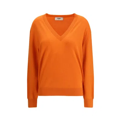 Fendi Orange Cashmere Sweatshirt In Red
