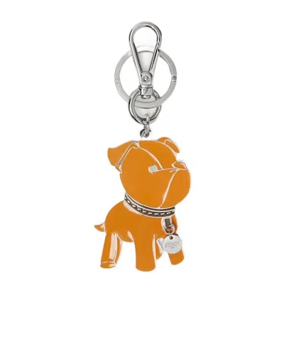 Fendi Orange Enamel And Palladium-finish Metal Key Ring In Transparent