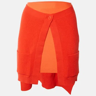 Pre-owned Fendi Orange Knit Double Layer Mini Skirt S