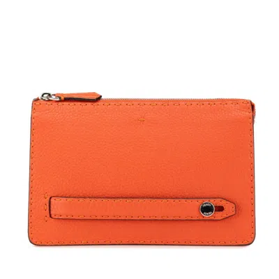 Pre-owned Fendi Orange Leather Clutch Bag ()