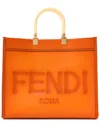 Fendi Orange Leather King Tamponato Plexiglass Medium Sunshine Shopper Tote (authentic Pre-loved) In Brown