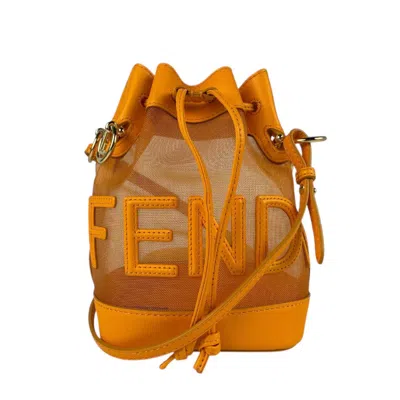 Pre-owned Fendi Orange Leather Mesh Handbag Shoulder Bag ()