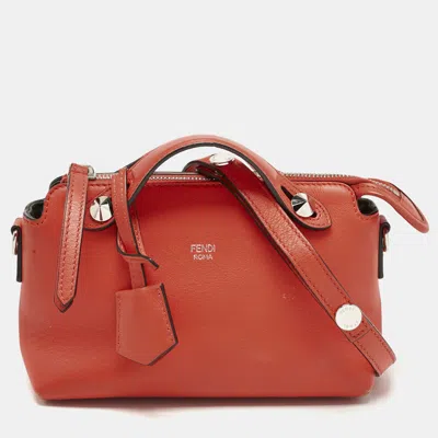 Pre-owned Fendi Orange Leather Mini By The Way Crossbody Bag
