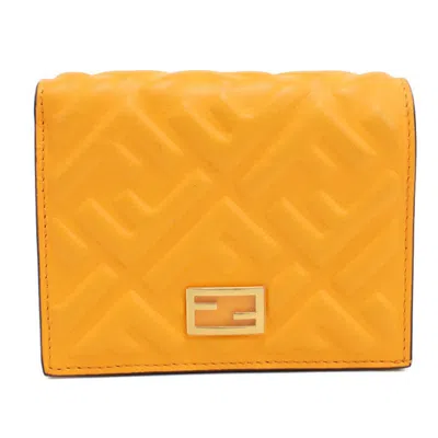 Pre-owned Fendi Orange Leather Wallet (bi-fold) ()