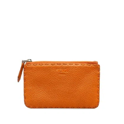 Fendi Orange Leather Wallet  ()