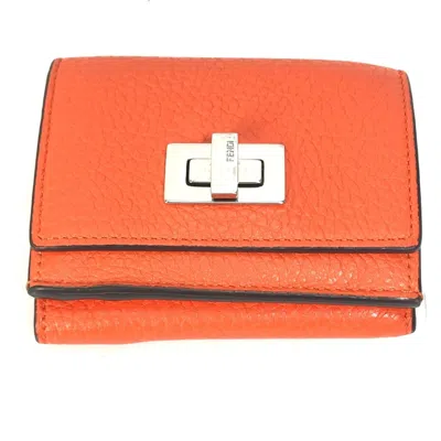 Pre-owned Fendi Orange Leather Wallet (tri-fold) ()