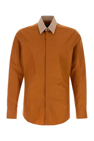 FENDI FENDI ORANGE POPLIN SHIRT