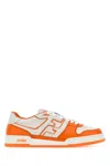 Fendi Match Leather Sneakers In Orange