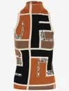 Fendi Colour-block High-neck Minidress In Orange