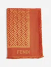 Fendi Orange Wool And Silk Ff Shawl
