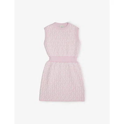 Fendi Kids' Orchid Monogram Sleeveless Knitted Dress 6-12+ Years 6-12 In Pink
