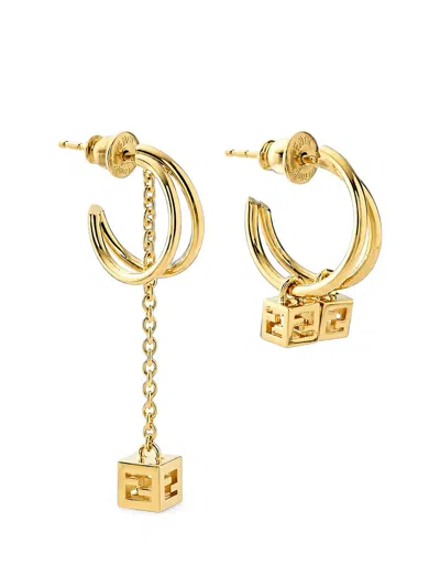 Fendi Orecchini Doppio Cerchio Con Charm In Gold