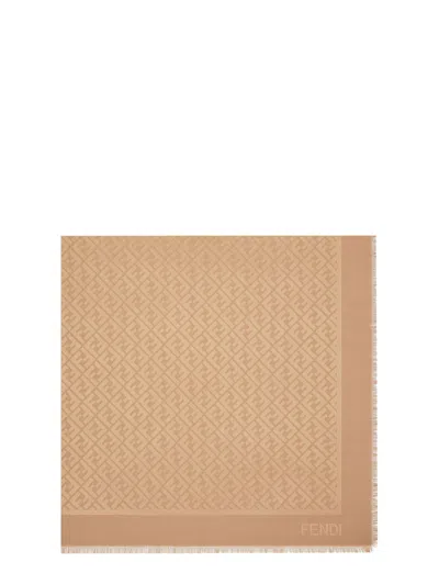 Fendi Organic Silk And Wool Shawl In Neutral