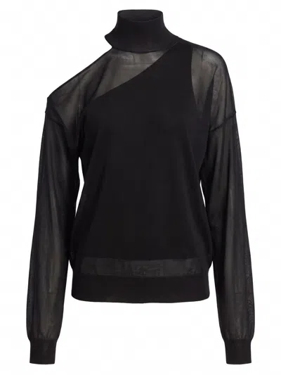 Fendi Organza Pull Sweater In Black