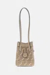 Fendi Women Origami Mini Leather And Denim-effect Ff Jacquard Transformable Mini-bag In Multi