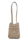 Fendi Women Origami Mini Leather And Denim-effect Ff Jacquard Transformable Mini-bag In Multi