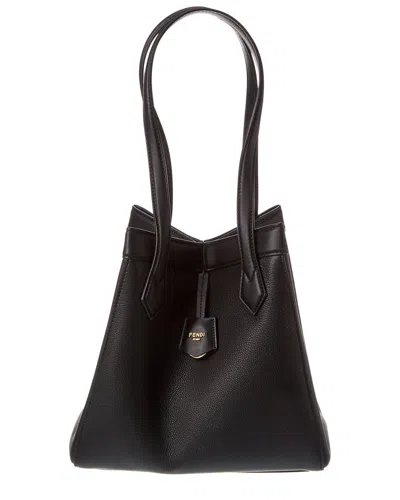 Fendi Origami Medium Leather Tote In Black
