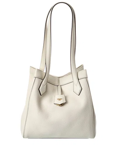 Fendi Origami Medium Leather Tote In White