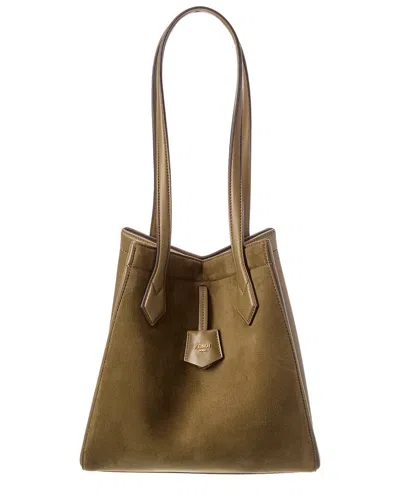 Fendi Origami Medium Suede & Leather Tote