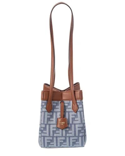 Fendi Origami Mini Ff Denim & Leather Shoulder Bag In Blue