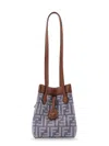 Fendi Women Origami Mini Ff Jacquard Fabric And Leather Shoulder Bag In Multi