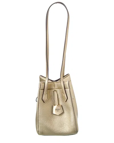 Fendi Origami Mini Leather Shoulder Bag In Gold