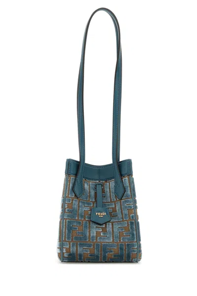 FENDI BORSA A SPALLA ORIGAMI MINI IN TESSUTO RICAMATO  DONNA