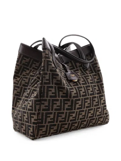 Pre-owned Fendi Origami Zucca Canvas Large Tote Bag In Brown