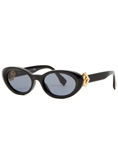 Fendi Oval-frame Sunglasses In Blue