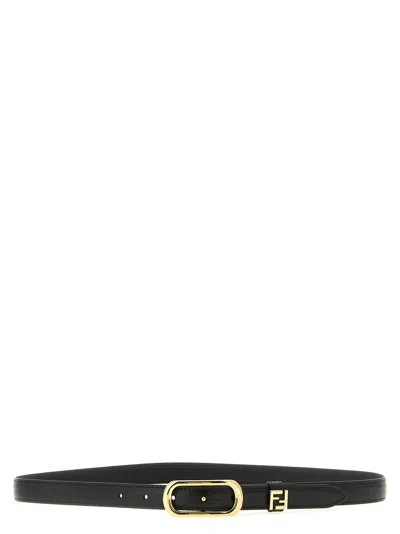 Fendi Oval Metal Buckle Belt In Black