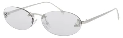 Fendi Oval Metal Sunglasses 54-16-135 In 16c - Shiny Palladium / Smoke Mirror