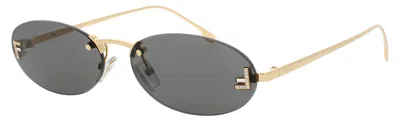 Fendi Oval Metal Sunglasses With Crystal Accent In 30a - Shiny Endura Gold / Smoke