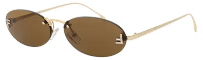 Fendi Oval Rimless Sunglasses With Crystal Accents In 30j - Shiny Endura Gold / Roviex