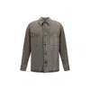 Fendi Long-sleeved Denim Shirt In Gray