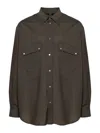 Fendi Wool Shirt With Back Yoke And Chest Pockets In Green