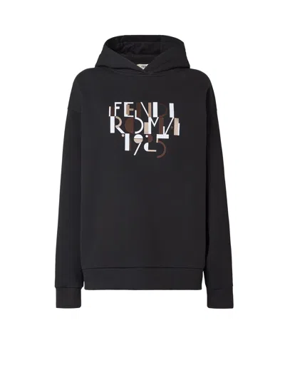 Fendi Oversize Cotton Sweatshirt In Black