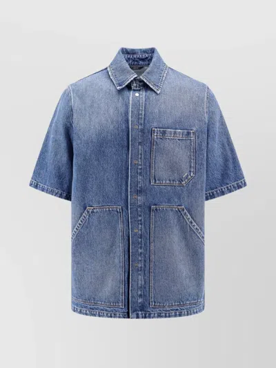FENDI OVERSIZE DENIM SHIRT WITH BREAST AND FRONTAL POCKETS