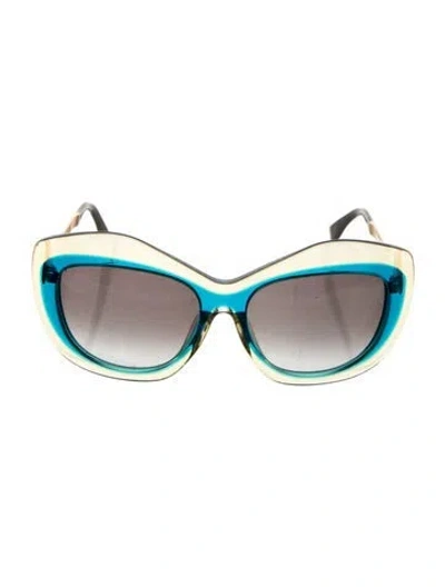 Pre-owned Fendi Oversize Gradient Sunglasses In Blue/clear