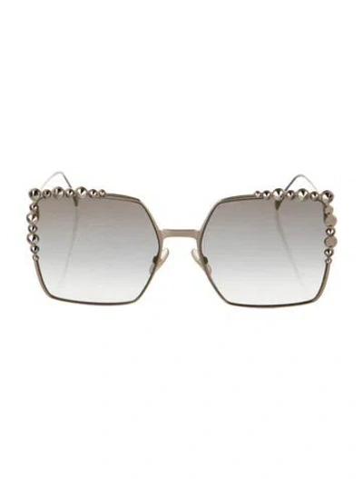 Pre-owned Fendi Oversize Gradient Sunglasses In Gold