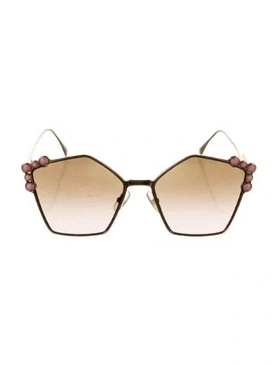 Pre-owned Fendi Oversize Gradient Sunglasses In Gold
