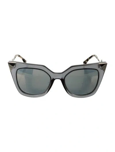 Pre-owned Fendi Oversize Mirrored Sunglasses In Blue