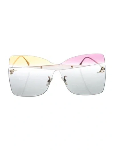 Pre-owned Fendi Oversize Mirrored Sunglasses In Gold